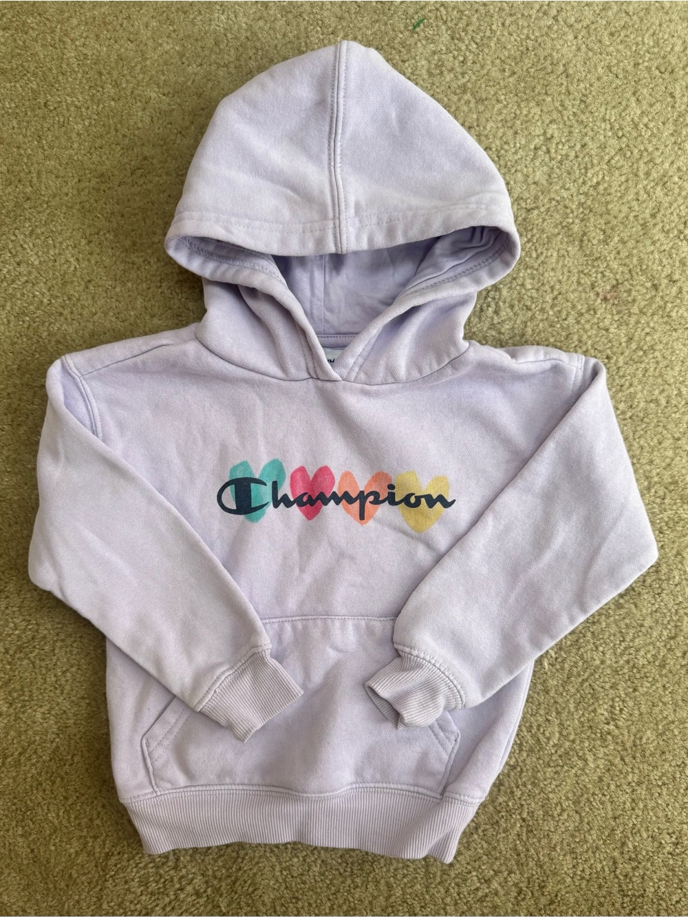 Champion Sz 3T Lavender Hoodie with Rainbow Heart Logo